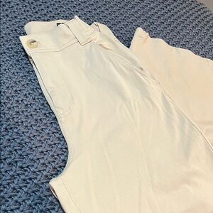 Cream wide-leg cropped Pants